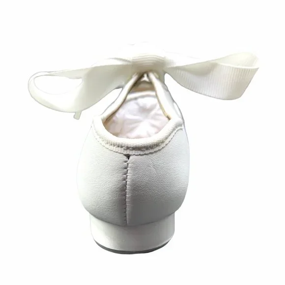 Capezio Jr. Tyette 625T Toddler White Tap 7.5 Wide Shoes Tie Bow Dance New - Picture 5 of 8